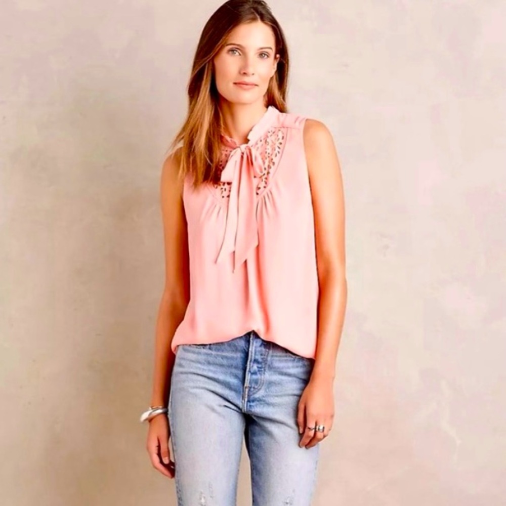 Anthropologie Maeve Luca Tie Neck Sleeveless Blouse